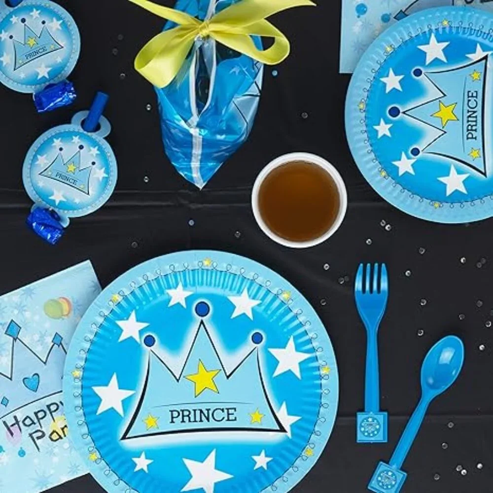 Little Prince Blue Party Pack--Plates, cups, party favors & Bags, cutlery For 10